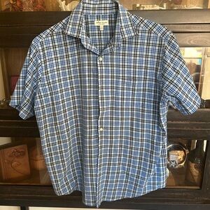 Peter Millar Navy and Black Checkered Shirt Large